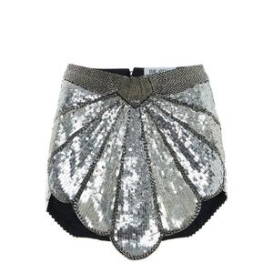 The Attico Shell Sequin-
embellished Mini Skirt in Metallic
